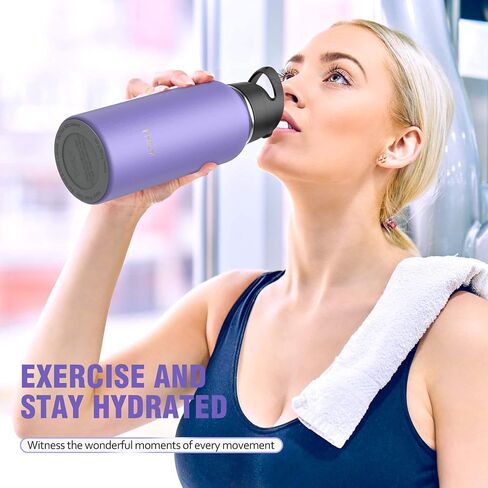 Vacuum Insulated Sports Water Bottle - THILY 32 oz Stainless Steel Leakproof Wide Mouth Metal Water Flask with Flip Lid and Straw Lid, Reusable, BPA Free, Keep Hot 12 Hours Cold 36 Hours, Abysmal Sea in Saudi Arabia