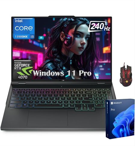 كمبيوتر محمول للألعاب Lenovo Legion-Pro-5i - شاشة 16 بوصة WQXGA 240 هرتز، Intel i9-14900HX، NVIDIA RTX 4070 GDDR6 8 جيجابايت، 64 جيجابايت DDR5 RAM، 4 تيرابايت SSD، Wi-Fi 6E، لوحة مفاتيح بإضاءة خلفية، Windows 11 Pro، مع ماوس ألعاب in Saudi Arabia