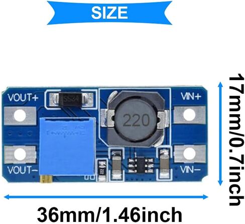 5 Pcs DC-DC Boost Converter MT3608 2V-24V to 5V-28V 2A Adjustable Voltage Regulator Step Up Power Supply Module for Arduino with 24AWG Wire in Saudi Arabia