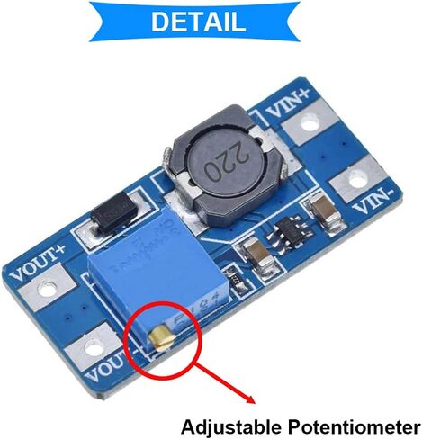 5 Pcs DC-DC Boost Converter MT3608 2V-24V to 5V-28V 2A Adjustable Voltage Regulator Step Up Power Supply Module for Arduino with 24AWG Wire in Saudi Arabia
