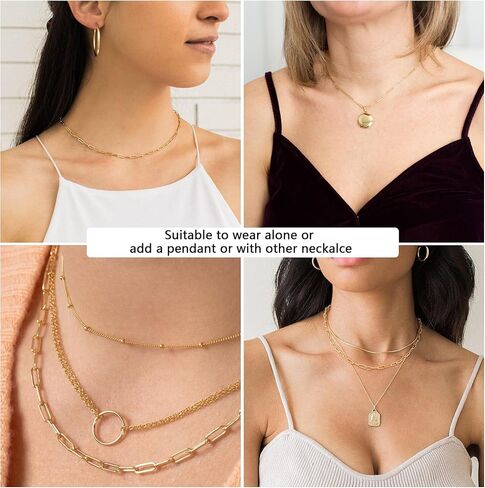 سلسلة ذهبية للنساء، 14/16/18/20 بوصة 14 قيراط مطلية بالذهب سلسلة مشبك ورق قلادة أنيقة بسيطة ذهبية مشبك ورق قلادة غير مشوهة قلادة ذهبية للنساء العصرية هدية مجوهرات جمالية in Kuwait
