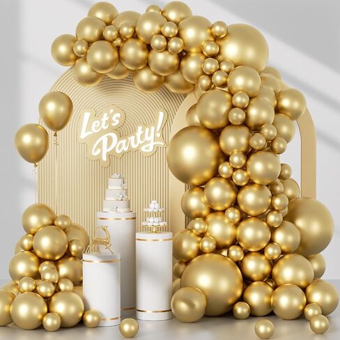 Awenztech 122pcs Metallic Gold Latex Balloons in 18 12 10 5 inches in Kuwait