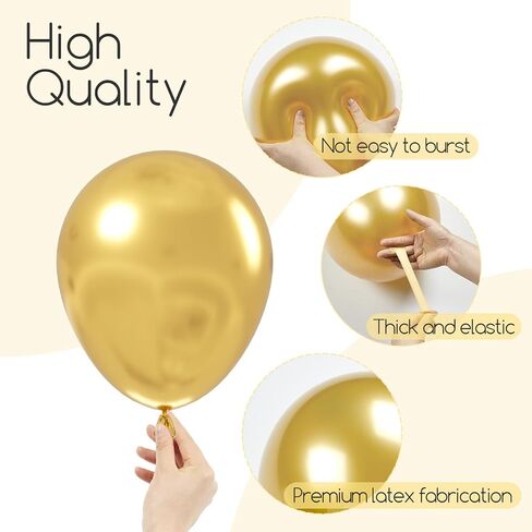 Awenztech 122pcs Metallic Gold Latex Balloons in 18 12 10 5 inches in Kuwait