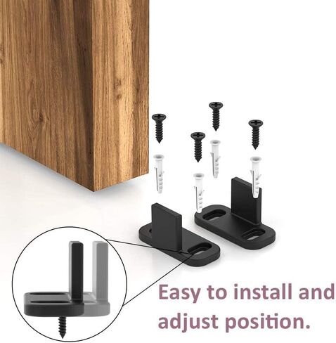 ZEKOO 1 Pack Barn Door Floor Guide,No Groove Adjustable Closet Door Guide Use for Barn Door,Floor Mount Sliding Door Bottom Guide,Fit for Different Thick of Door Black in Saudi Arabia