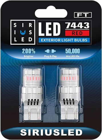SIR IUS LED - FT- Series LED Turn Signal Brake Tail Light Bulb Super Bright High Power Dual Filament function Air Vent Design 3030+4014 SMD Pack of 2 (Amber/Orange, 7443) in Saudi Arabia