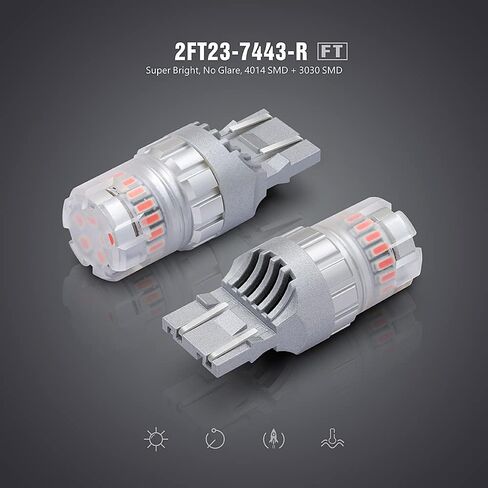 SIR IUS LED - FT- Series LED Turn Signal Brake Tail Light Bulb Super Bright High Power Dual Filament function Air Vent Design 3030+4014 SMD Pack of 2 (Amber/Orange, 7443) in Saudi Arabia