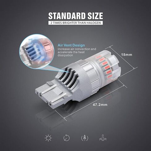 SIR IUS LED - FT- Series LED Turn Signal Brake Tail Light Bulb Super Bright High Power Dual Filament function Air Vent Design 3030+4014 SMD Pack of 2 (Amber/Orange, 7443) in Saudi Arabia