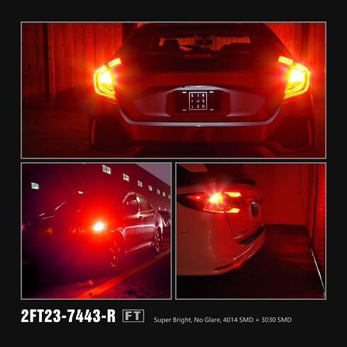 SIR IUS LED - FT- Series LED Turn Signal Brake Tail Light Bulb Super Bright High Power Dual Filament function Air Vent Design 3030+4014 SMD Pack of 2 (Amber/Orange, 7443) in Saudi Arabia