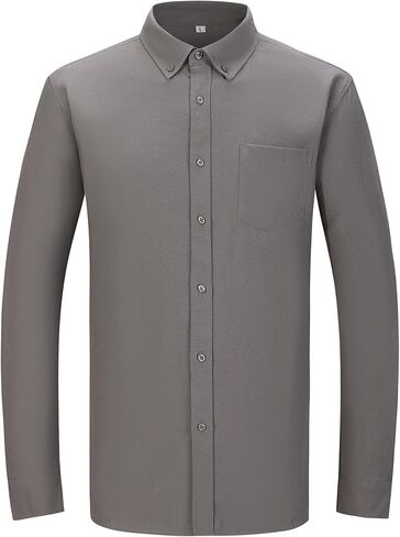 Men's Oxford Shirt Regular-Fit Button Down Collar Shirts Long Sleeve Dress Shirts Wrinkle Resistant with Pocket in Saudi Arabia