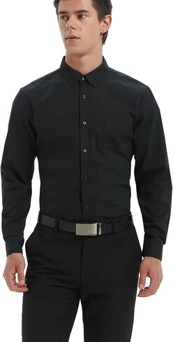 Men's Oxford Shirt Regular-Fit Button Down Collar Shirts Long Sleeve Dress Shirts Wrinkle Resistant with Pocket in Saudi Arabia