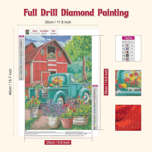 NAIMOER Flowers Truck Diamond Art Kits for Adults - Full Drill Spring Diamond Art Kits, DIY 5D Truck Diamond Art Flowers Diamond Art Kits for Home Wall Decor 30x40cm in Saudi Arabia
