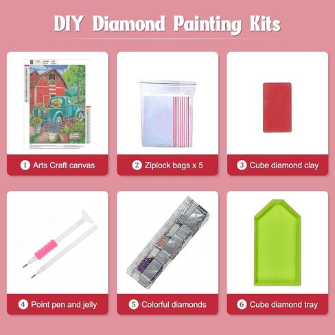 NAIMOER Flowers Truck Diamond Art Kits for Adults - Full Drill Spring Diamond Art Kits, DIY 5D Truck Diamond Art Flowers Diamond Art Kits for Home Wall Decor 30x40cm in Saudi Arabia