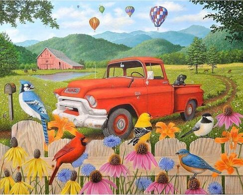 NAIMOER Flowers Truck Diamond Art Kits for Adults - Full Drill Spring Diamond Art Kits, DIY 5D Truck Diamond Art Flowers Diamond Art Kits for Home Wall Decor 30x40cm in Saudi Arabia