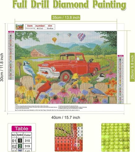 NAIMOER Flowers Truck Diamond Art Kits for Adults - Full Drill Spring Diamond Art Kits, DIY 5D Truck Diamond Art Flowers Diamond Art Kits for Home Wall Decor 30x40cm in Saudi Arabia