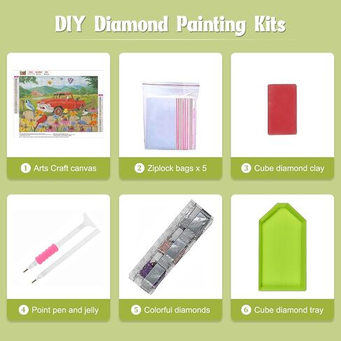 NAIMOER Flowers Truck Diamond Art Kits for Adults - Full Drill Spring Diamond Art Kits, DIY 5D Truck Diamond Art Flowers Diamond Art Kits for Home Wall Decor 30x40cm in Saudi Arabia