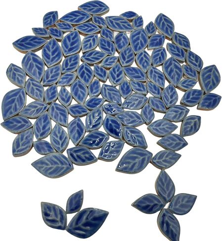 1.1LB 3 Size Ceramic Leaf-Shaped Mosaic Tiles,Mosaic Ceramics Pieces for DIY Crafts & Home Decoration (Ice-Crackle Green) in Kuwait