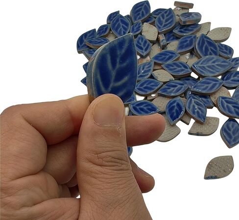 1.1LB 3 Size Ceramic Leaf-Shaped Mosaic Tiles,Mosaic Ceramics Pieces for DIY Crafts & Home Decoration (Ice-Crackle Green) in Kuwait