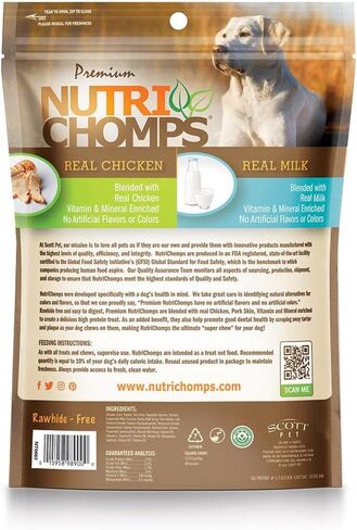 NutriChomps مضغ للكلاب، عقدة 4 بوصة، سهلة الهضم، مكافآت للكلاب خالية من الجلود الخام، 9 قطع من نكهة الحليب الحقيقية in Kuwait