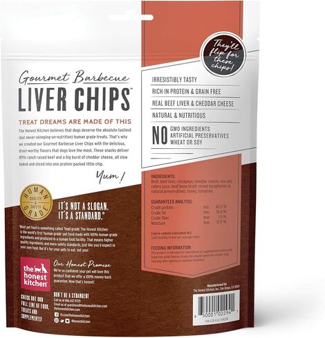 The Honest Kitchen Gourmet Barbecue Liver Chips: Beef Liver & Cheddar Recipe, 4 oz Bag in Saudi Arabia