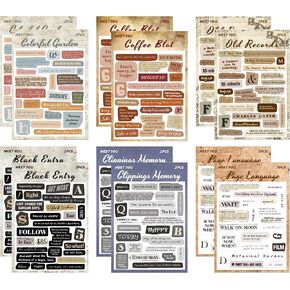 Quote Stickers Vintage Phrases Word Scrapbook Talk Sticker for Scrapbooking Supplies Junk Journaling DIY Craft Card Making Collage Album - 12 Sheets