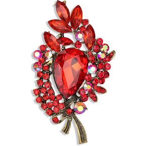 EVER FAITH Bridal Rhinestone Crystal Bouquet Brooch Pin, Shiny Teardrop Marquise Vintage Inspired Brooch Jewelry Gift for Woman