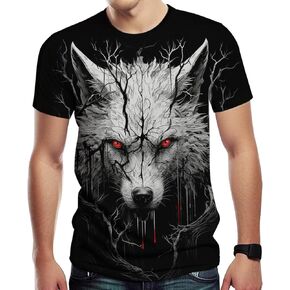 Men's Novelty Wolf Graphic T-Shirts 3D Animal Printed Shirts Summer Top