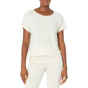 Majestic Filatures Women's Linen Stretch Hand Dye Semi-Relaxed Crewneck