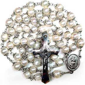 Rosary Beads Chaplet Rosaries Natural Pearl Rosery Cross Catholic gifts