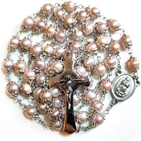 مسبحة مسبحة مسبحة لؤلؤ طبيعي مسبحة صليب هدايا كاثوليكية in Kuwait