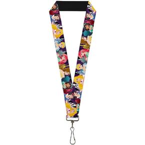 Buckle Down Lanyard-1.0-Disney Princess Poses/Castle Silhouettes Pur