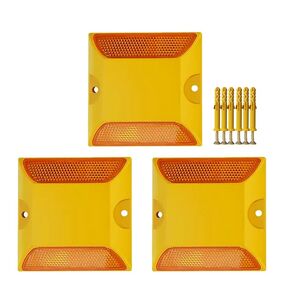 12-Pack Reflective Lane Markers Lane Reflector Road Pavement Markers (4 x 4 Inch) Asphalt Markers Suitable for Speed Bumps,Sidewalks,Crosswalks,Highways and Driveways with Anchor Bolts