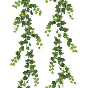 RECUTMS 2Pcs Fake Vines 74.8inch Artificial Ivy Garland Hanging Plants with Silk Leaves Greenery Decoration for Indoor Outdoor Wedding Home Kitchen Garden Office (Green)