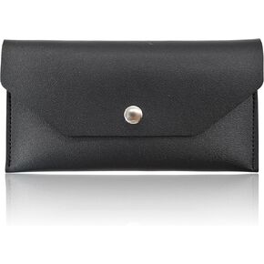 VANRA PU Leather Cash Envelope Wallet Money Envelopes for Cash Money Pouch Reusable Budget Envelope Wallet for Women Men 6.9 x 3.5 in (Pack of 1, Black)