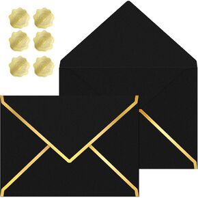 30 Pieces 5 x 7 Inches A7 Envelopes with V Flap Gold Foil Border, for Office, Business Envelopes Colored Envelopes for Gift Cards, Money,Wedding,Invitations, Graduation, Baby Shower (Pink)