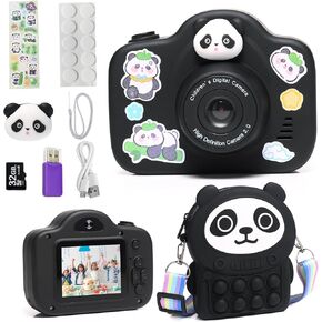 Kids Camera, Christmas Birthday Gifts for Children Age 3-8, HD Digital Video Cameras for Children, Portable Toy for 3 4 5 6 7 8 Year Old Kid with 32GB SD Card and Cute Children's Camera Bag (Pink)