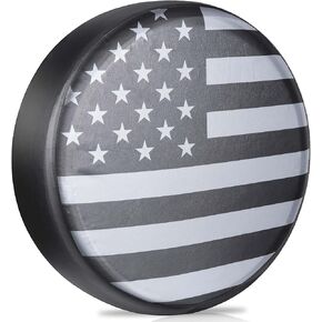 Spare Tire Cover for RV Trailer, Jeep Wheel Cover for Spare Tire, Leather Trailer Tire Covers with American USA Flag for Camper, RV Trailer, Jeep, Truck, SUV (14" for Diameter 25.98-26.77 inch)
