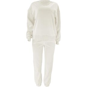 Women's Pullover Tracksuit Fleece Sweatshirt Jogging Pants 2 Pieces Sweatsuits
