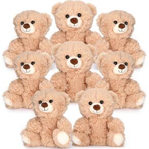 Jenaai 8 Pcs 10 Inches Stuffed Animal Bear Bulk Gift Soft Cute Baby Shower Bear Small Stuffed Plush Toys for Girls, Boys, Back to School Birthday Wedding Party(Classic Style)
