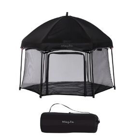 Onyx Playpen Set with Canopy, Baby Playpen, Portable and Lightweight, Playpen for Babies and Toddler, Black
