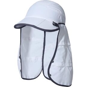 GADIEMKENSD UPF 50+ Fishing Sun Cap with Removable Neck Flap Breathable Foldable Brim