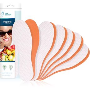 Fresh Feet Happies, Foot Odour Insoles, Odour Absorbing Orange-Scented Shoe Inserts Comfort Inserts for Men & Women, Viscose Fibres & Latex Foam for Ultimate Sweat Absorption (L8 Women)