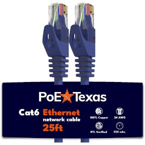 كابل إيثرنت PoE Texas Cat 6 بطول 7 أقدام - 10 حزم - كابل تصحيح Snagless - كابل شبكة 24AWG عالي السرعة 10 جيجابت - كابل إيثرنت Cat6 كابل Cat 6 - سلك إيثرنت لكابل الإنترنت Cat 6 (أزرق، 7 أقدام)
