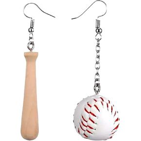 COLORFUL BLING Funny 3D Baseball Baseball Bat Dangle Earrings for Women Girls
