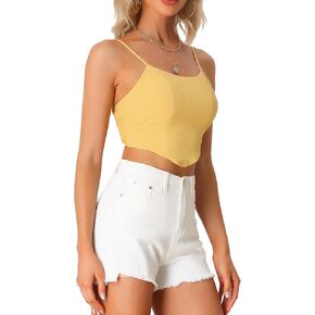 Allegra K Bustier Cami for Women's Smocked Back Spaghetti Strap Y2K Corset Crop Top