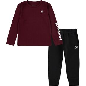 Hurley boys Long Sleeve Soft Basic Cloud Slub T-shirt and Shorts 2-piece Outfit Set2-Piece Outfit Set