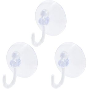 30 Pack Suction Cup Hooks, Clear Plastic Suction Cups Wall Hooks Transparent Reusable Suction Cups Sucker Pads Hooks for Glass Window Wall Bathroom Shower Kitchen (30mm)