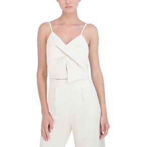 Women's Sleeveless V Neck Twill Cropped Cami Top