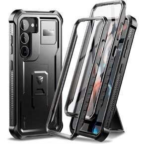 Dexnor Full Body Case for Samsung Galaxy S23 5G/6.1 inches, [Extra Front Frame] Heavy Duty Military Grade Protection Built-in Screen Protector and Kickstand for Galaxy S23 5G,Black