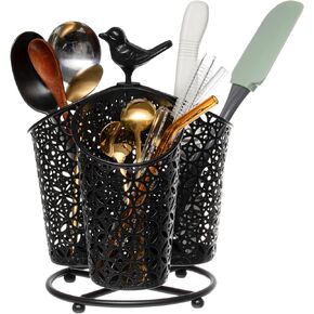 حامل أقلام رصاص دوار للقلب والمنزل، منظم أقلام الرصاص المكتبي، منظم لوازم سطح المكتب والإكسسوارات للنساء والفتيات، علبة أقلام رصاص لإمدادات الفن المنزلي والمكتب، 3 مقصورات، أسود in Kuwait