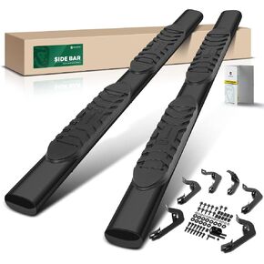 YHTAUTO 4 Inch Running Boards Side Step Bars Fit for 2007-2019 Chevy Silverado & GMC Sierra 1500/2500 HD/3500 HD - Crew Cab, Carbon Steel Black Powder Oval Straight Truck Step Rails, Set of 2 in Saudi Arabia